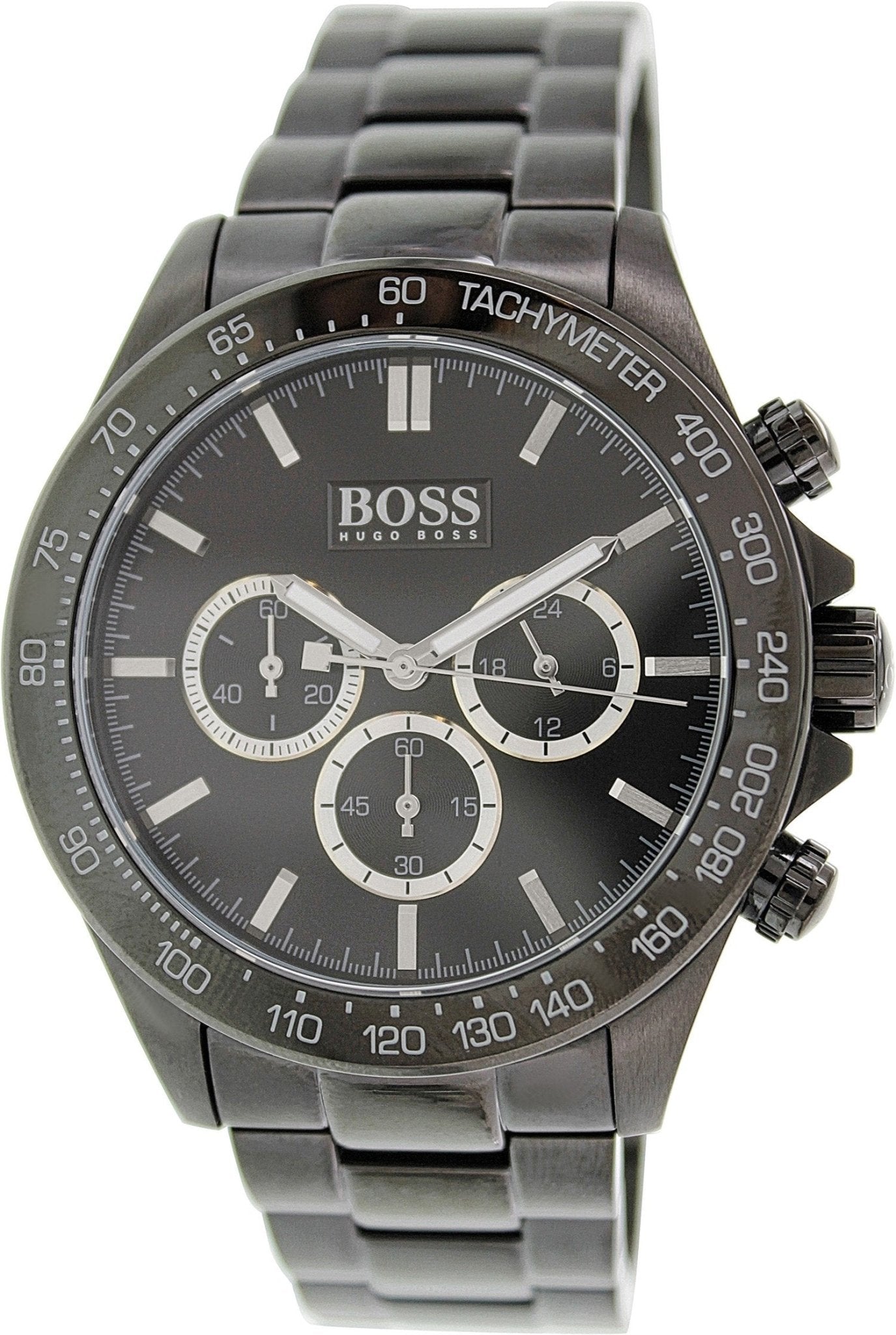 Hugo Boss Ikon Chronograph Black Dial Black Steel Strap Watch for Men - 1512961 Watches Hugo Boss   