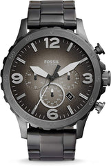 Fossil Nate Chronograph Gunmetal Dial Grey Steel Strap Watch for Men - JR1437 Watches Fossil   