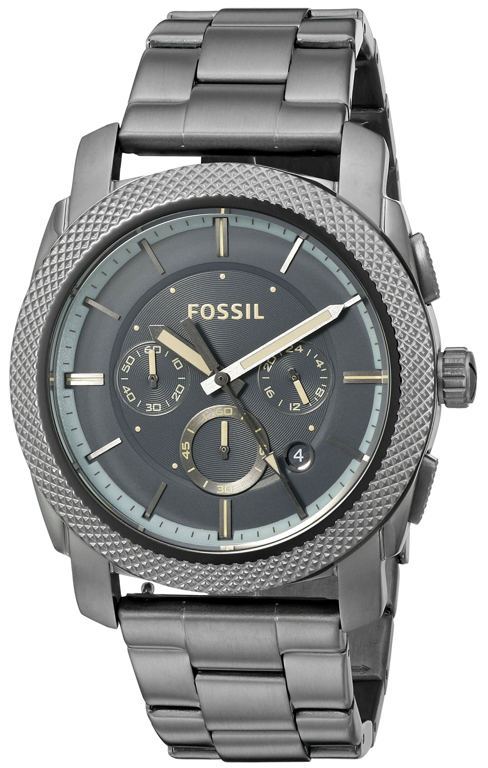 Fossil Machine Chronograph Grey Dial Grey Steel Strap Watch for Men - FS5172 Watches Fossil   