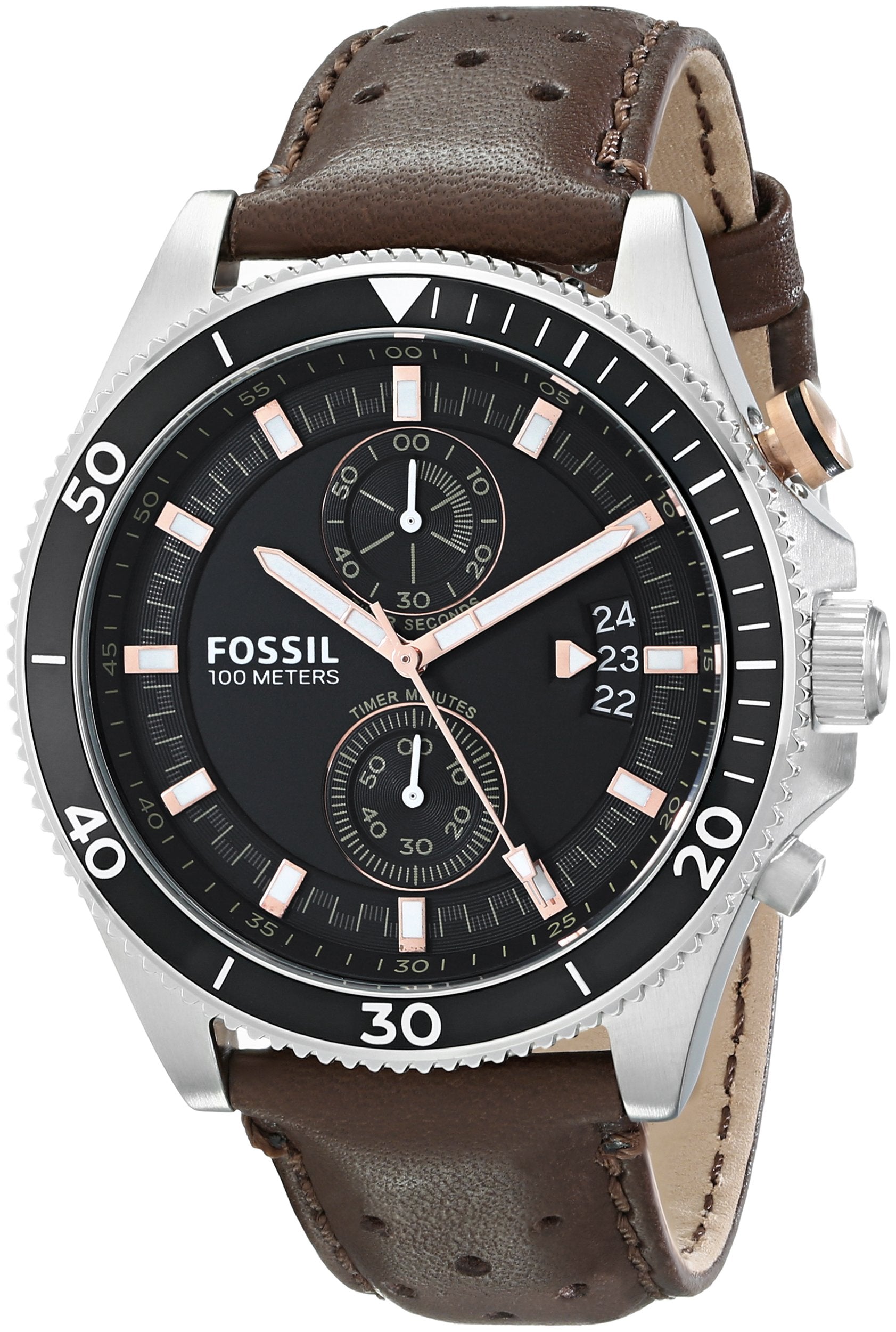 Fossil Wakefield Black Dial Brown Leather Strap Watch for Men - CH2944 Watches Fossil   