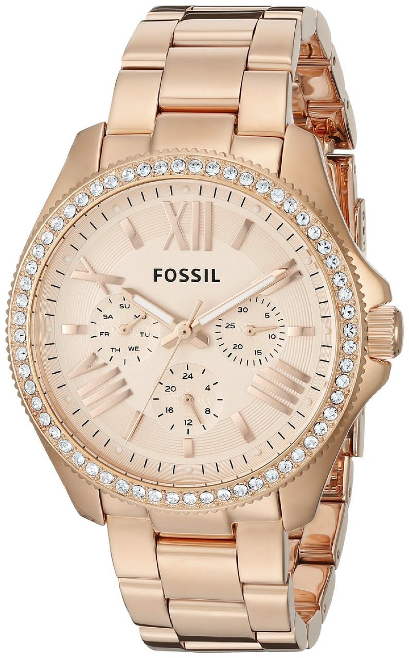 Fossil Cecile Rose Gold Dial Rose Gold Steel Strap Watch for Women - AM4483 Watches Fossil   