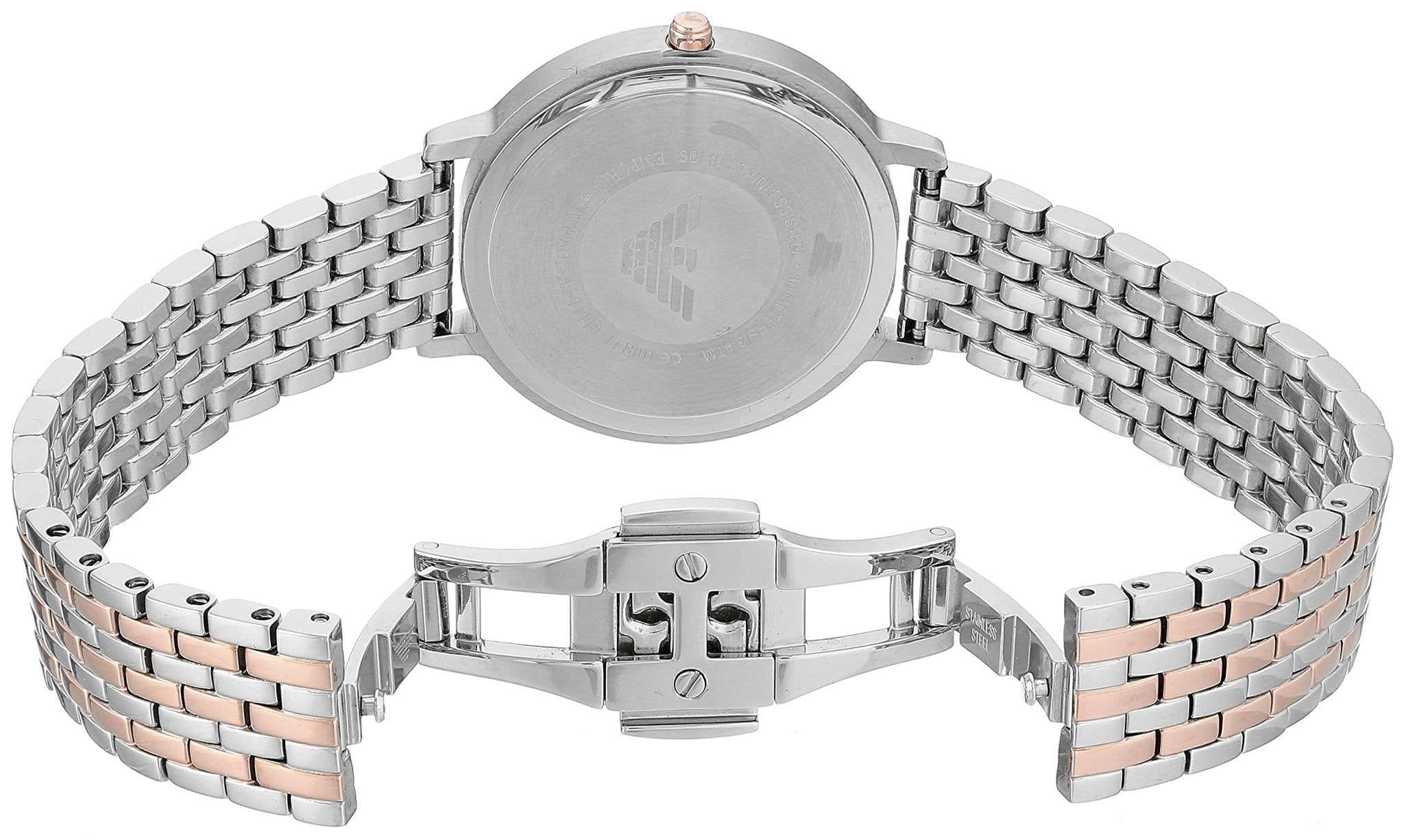 Emporio Armani Silver Sunray Dial Two-Tone Stainless Steel Strap Watch For Women - AR11113 Watches Emporio Armani   