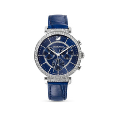 Swarovski Passage Chrono Crystal Blue Dial Blue Leather Strap Watch for Women - 5580342 Watches Swarovski   