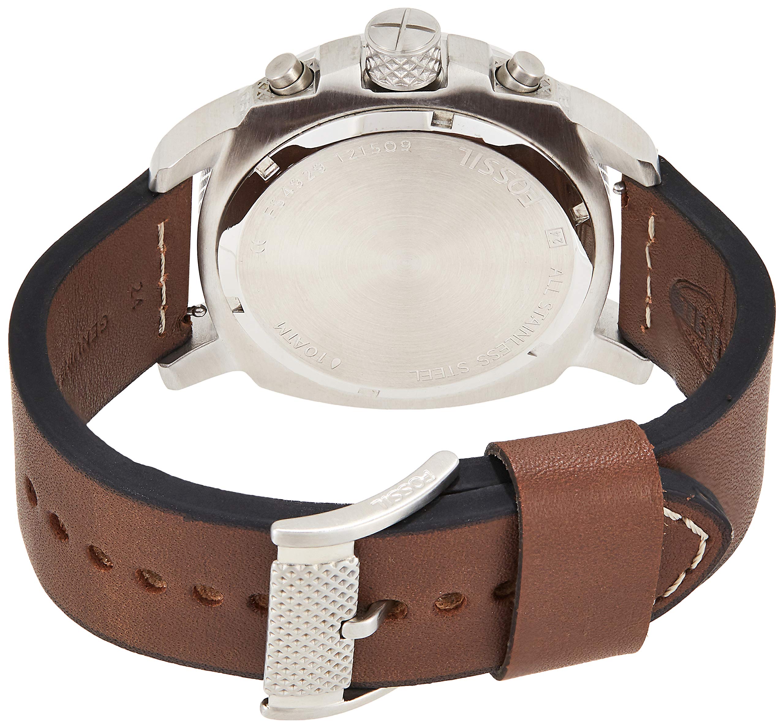 Fossil Modern Machine White Dial Brown Leather Strap Watch for Men - FS4929 Watches Fossil   