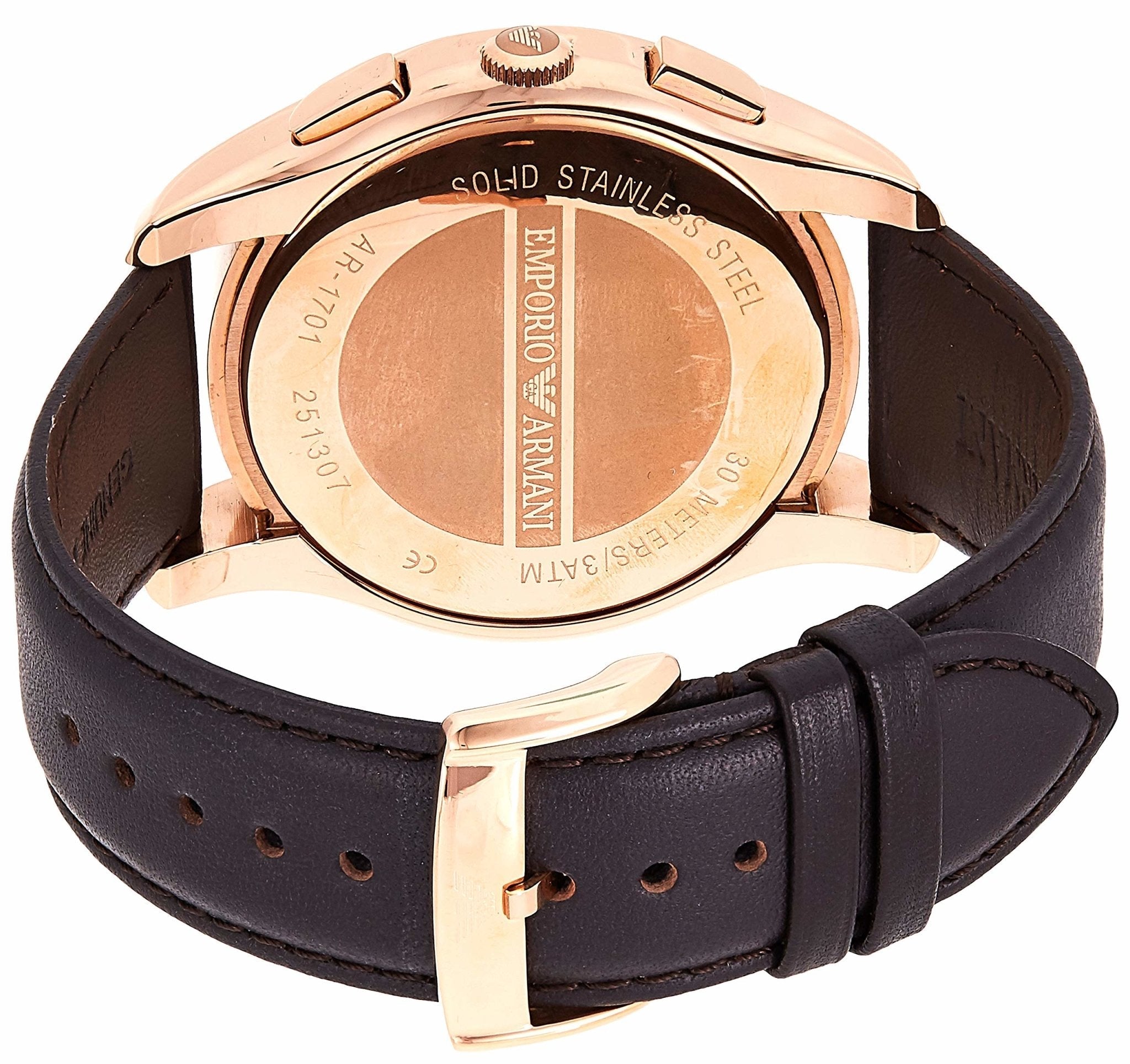 Emporio Armani Chronograph Brown Dial Brown Leather Strap Watch For Men - AR1701 Watches Emporio Armani   