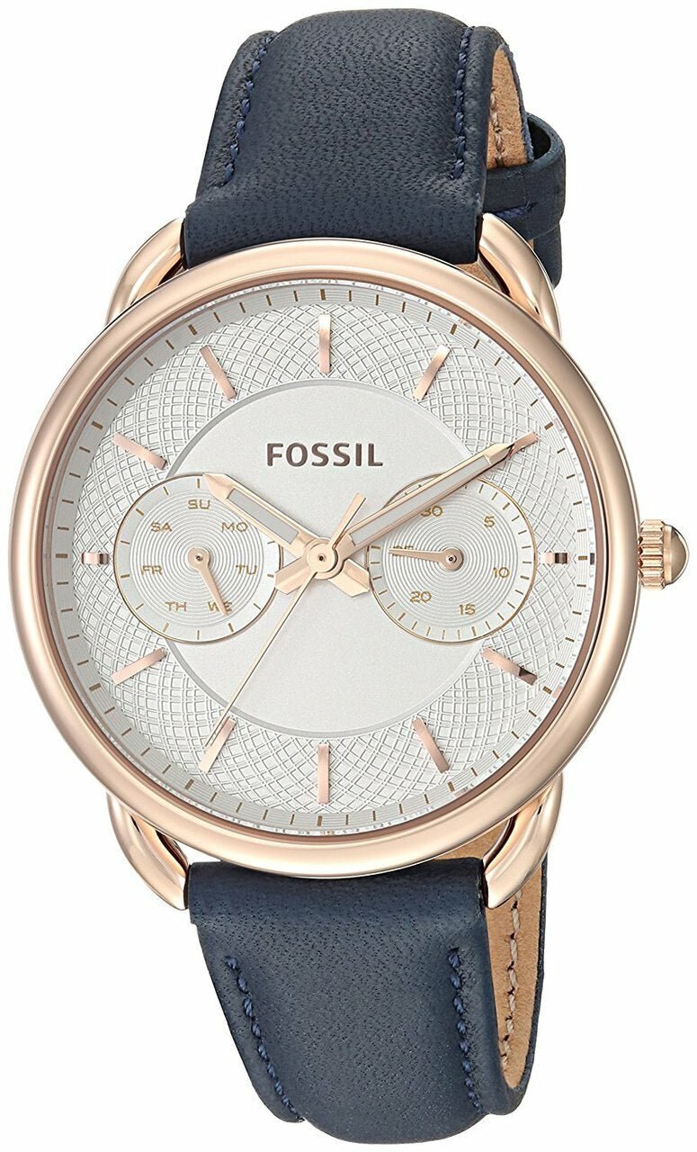 Fossil Tailor White Dial Blue Leather Strap Watch for Women - ES4260 Watches Fossil   