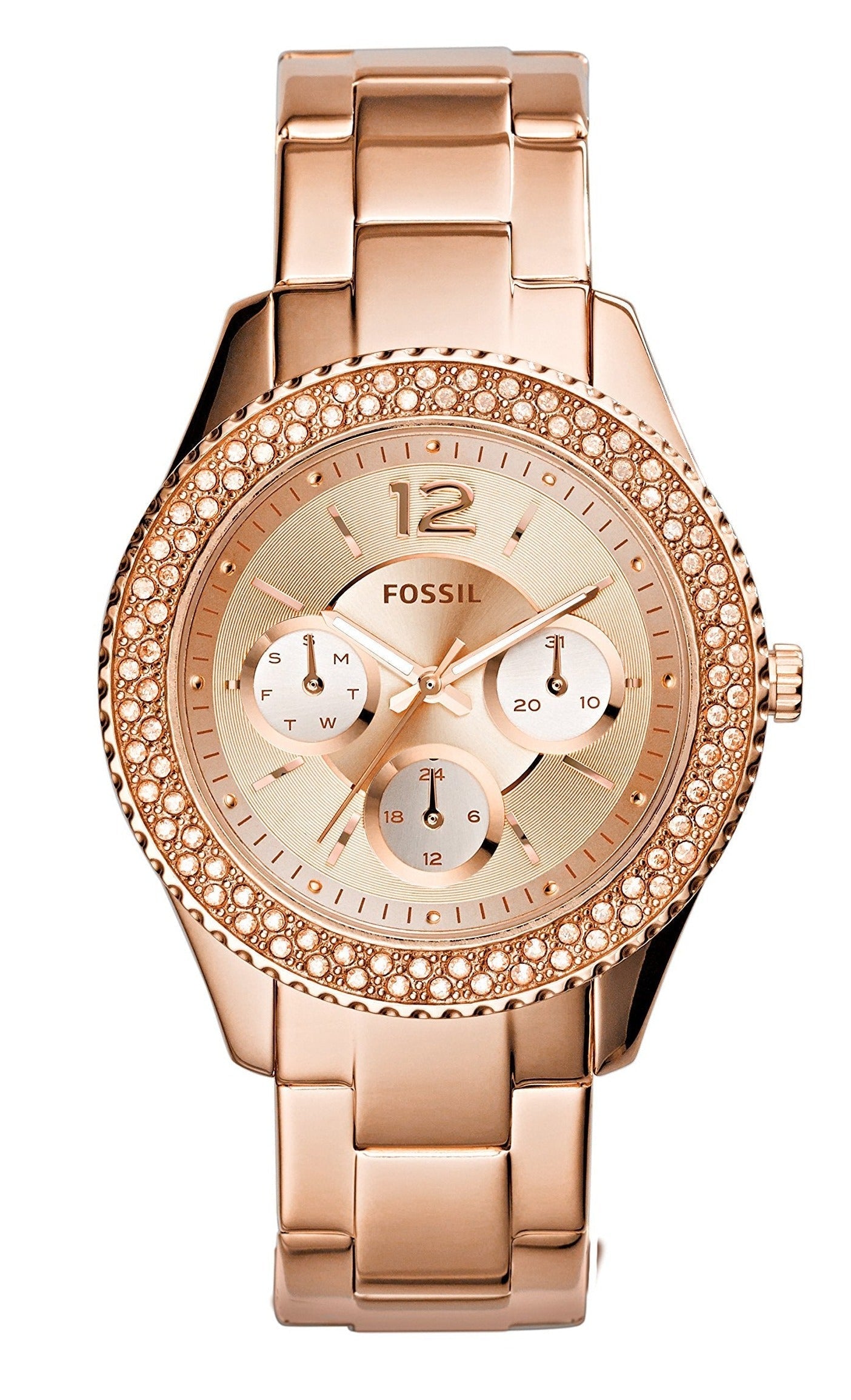 Fossil Stella Rose Gold Dial Rose Gold Steel Strap Watch for Women - ES3590 Watches Fossil   