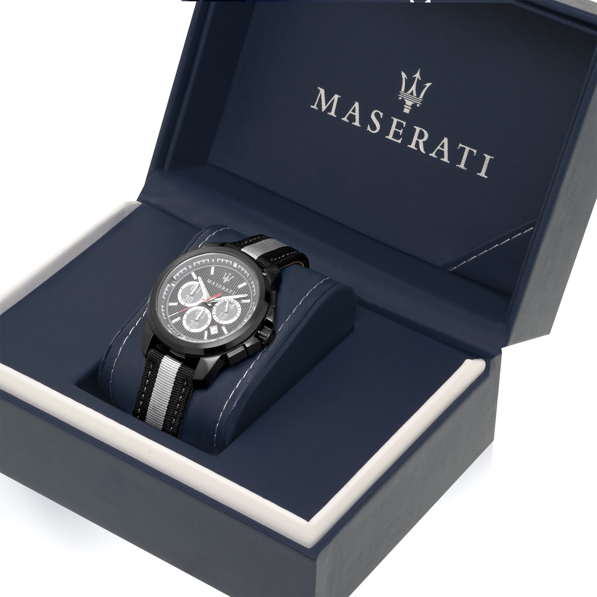 Maserati Royale 44mm Black Dial Stainless Steel Fiber Strap Watch For Men - R8871637002 Watches Maserati   