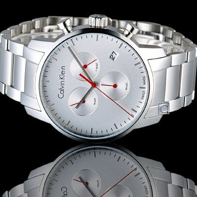 Calvin Klein City Chronograph White Dial Silver Steel Strap Watch for Men - K2G271Z6 Watches Calvin Klein   