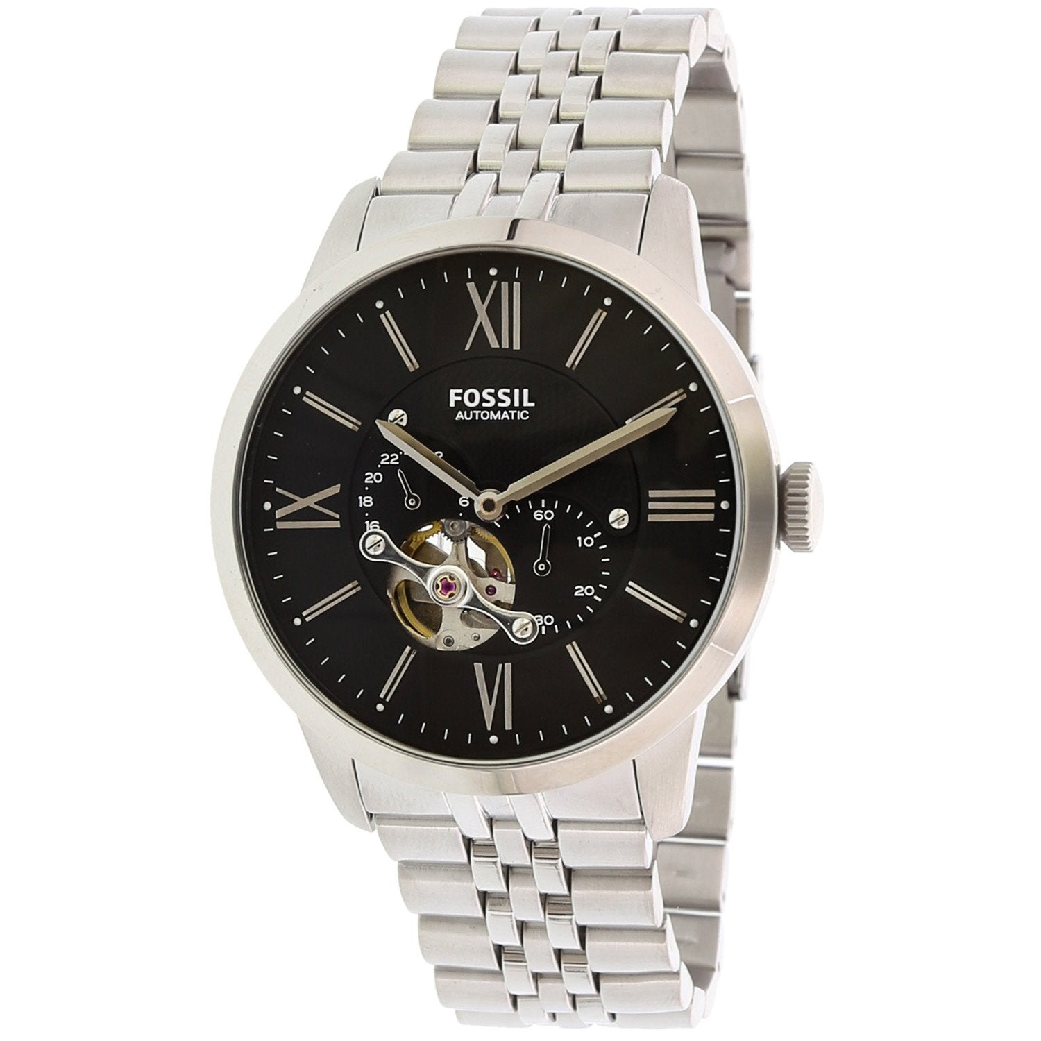 Fossil Townsman Black Dial Silver Steel Strap Watch for Men - ME3107 Watches Fossil   