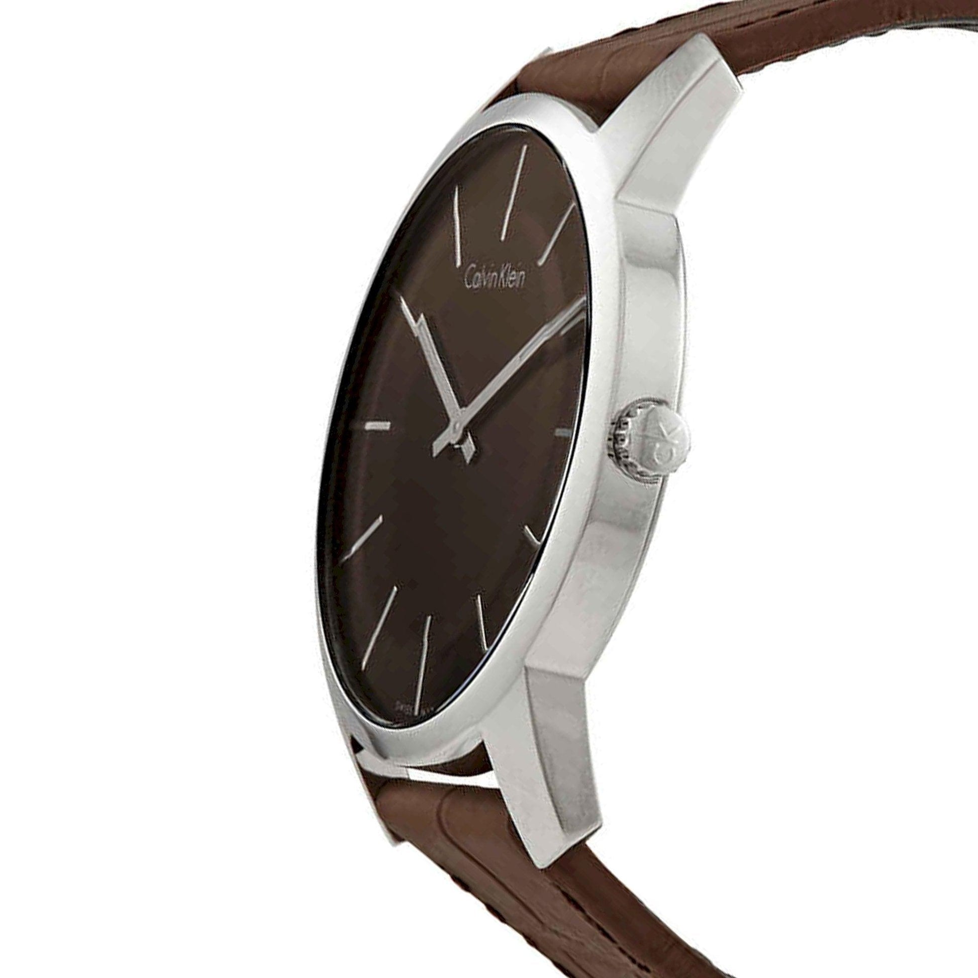 Calvin Klein City Brown Dial Brown Leather Strap Watch for Men - K2G211GK Watches Calvin Klein   