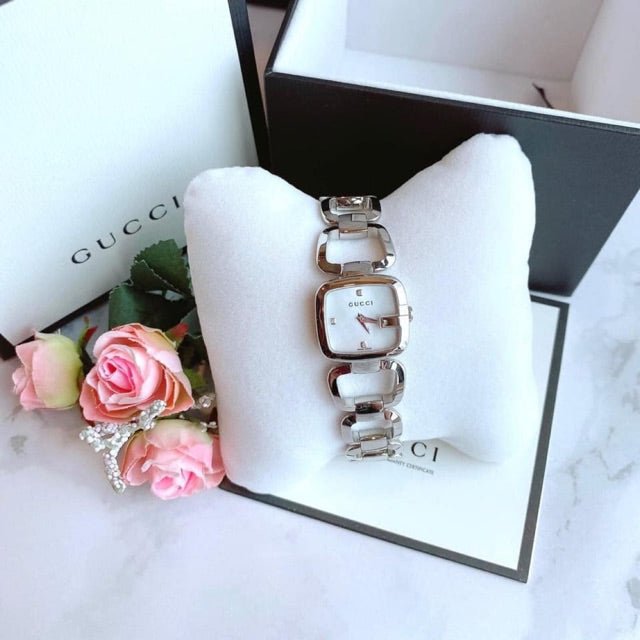 Gucci G Gucci Diamond Mother of Pearl Dial Silver Steel Strap Watch For Women - YA125502 Watches Gucci   