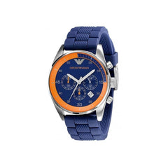 Emporio Armani Chronograph Blue Dial Blue Rubber Strap Watch For Men - AR5864 Watches Emporio Armani   