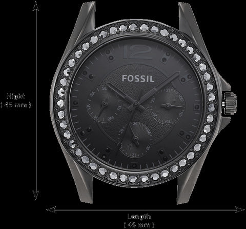 Fossil Riley Multifunction Black Dial Black Steel Strap Watch for Women - ES4519 Watches Fossil   