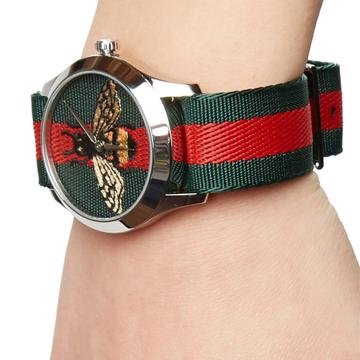 Gucci Le Marche des Merveilles Red & Green Dial Red & Green Nylon Strap Unisex Watch - YA1264060 Watches Gucci   