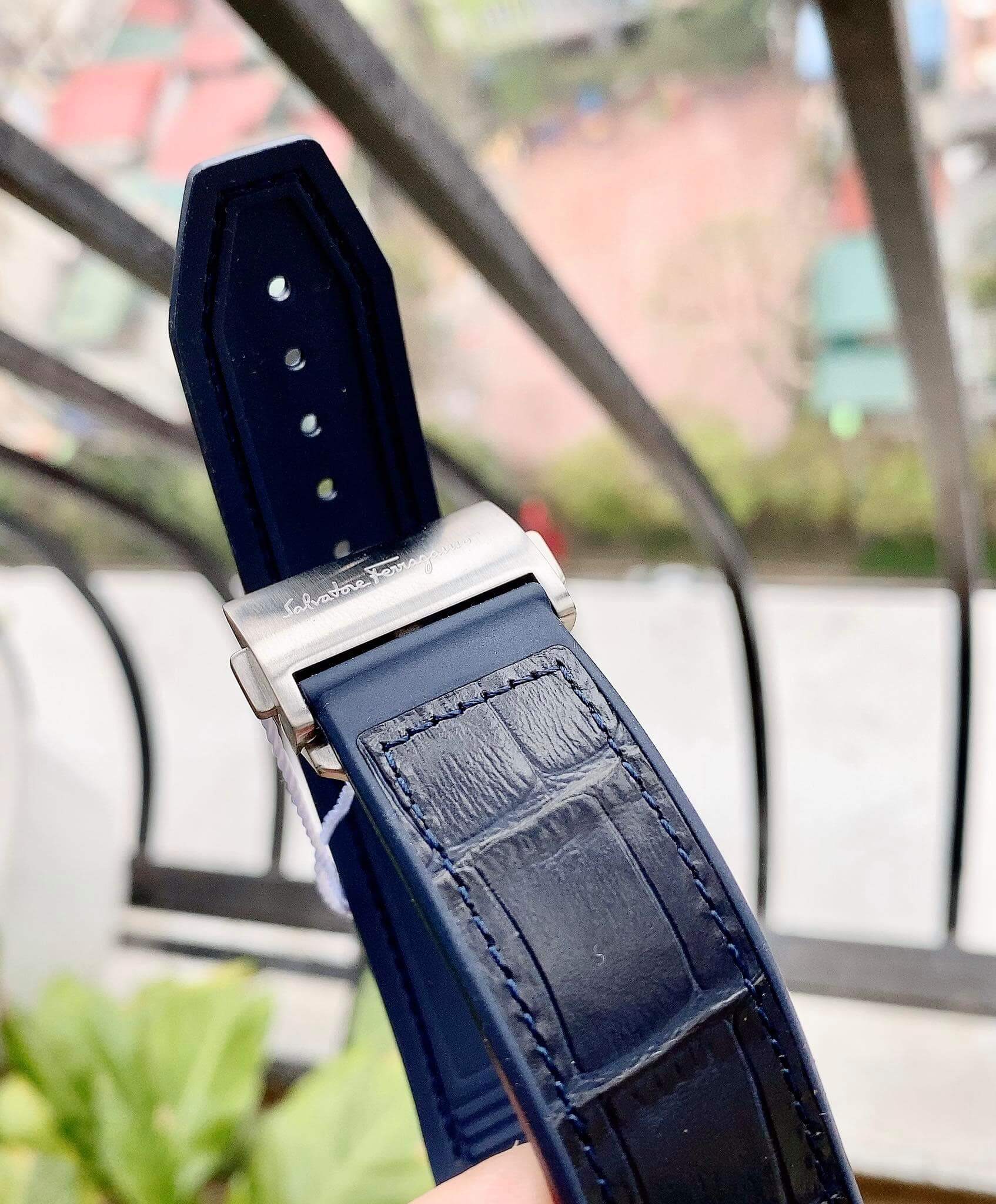 Salvatore Ferragamo F-80 Classic Blue Dial Blue Leather Strap Watch for Men - SFDT00319 Watches Salvatore Ferragamo   