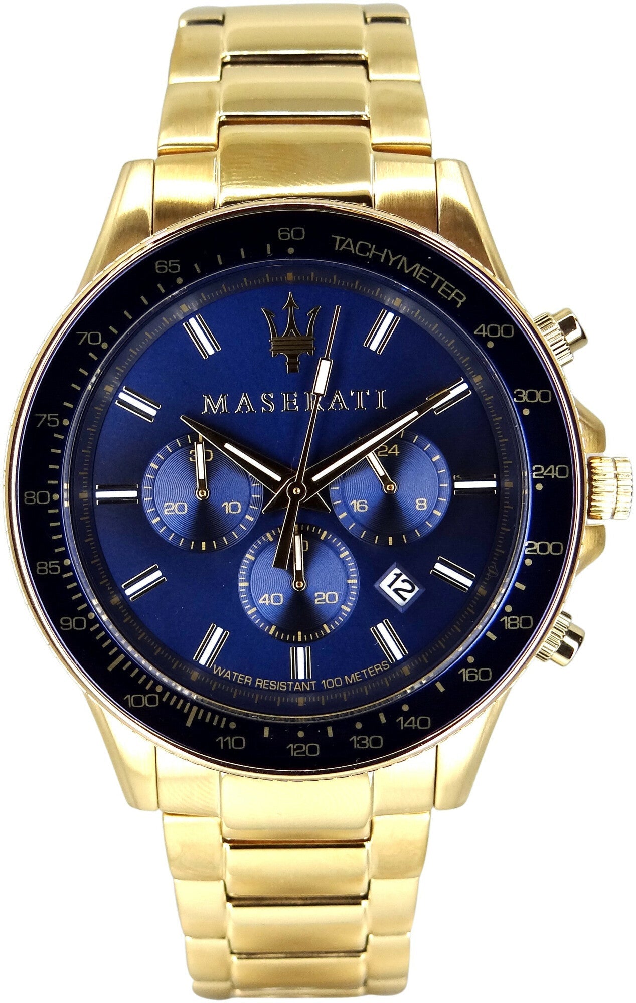 Maserati SFIDA Analog Blue Dial Gold Stainless Steel Watch For Men - R8873640008 Watches Maserati   