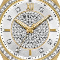 Bulova Crystal Collection Silver Crystal Dial Gold Steel Strap Watch for Women - 98L228 Watches Bulova   