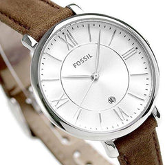 Fossil Jacqueline White Dial Brown Leather Strap Watch for Women - ES3708 Watches Fossil   