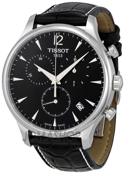 Tissot T Classic Tradition Black Dial Black Leather Strap Watch For Men - T063.617.16.057.00 Watches Tissot   