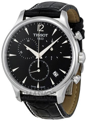 Tissot T Classic Tradition Black Dial Black Leather Strap Watch For Men - T063.617.16.057.00 Watches Tissot   