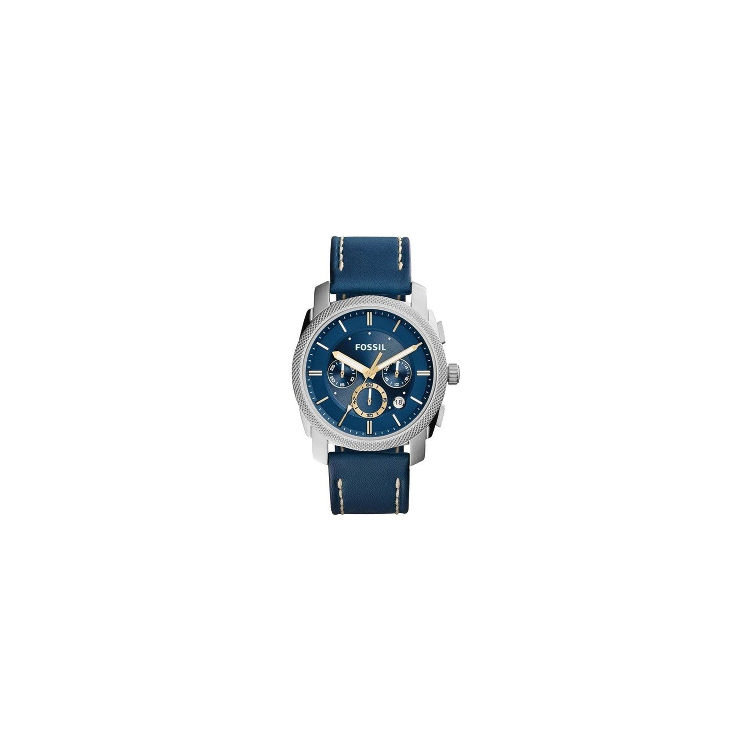 Fossil Machine Chronograph Blue Dial Blue Leather Strap Watch for Men - FS5262 Watches Fossil   