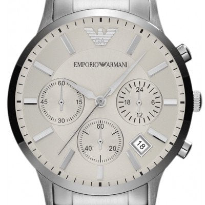 Emporio Armani Renato Chronograph Cream Dial Stainless Steel Dial Watch For Men - AR2458 Watches Emporio Armani   