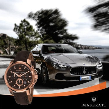 Maserati Successo Brown Dial Brown Leather Strap Watch For Men - R8871621004 Watches Maserati   