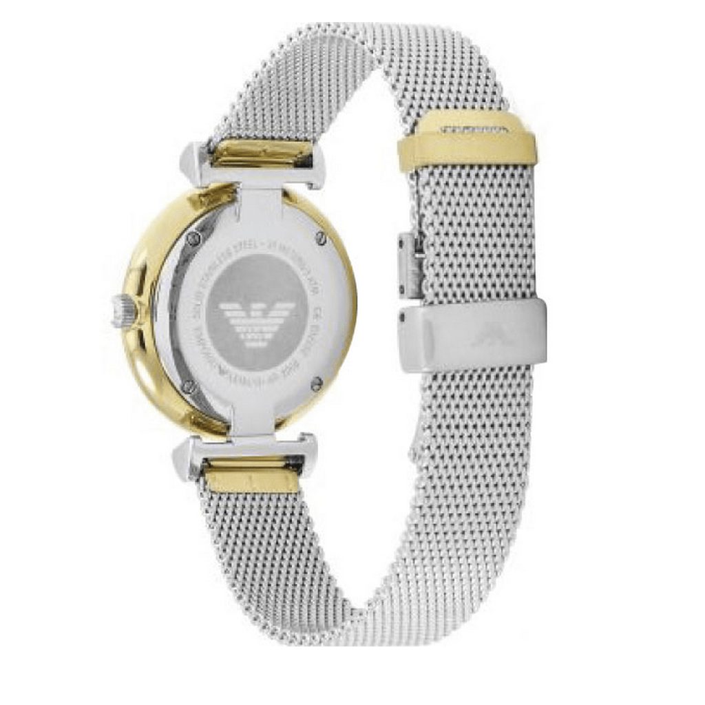 Emporio Armani Gianni T Bar Mother of Pearl Dial Silver Mesh Bracelet Watch For Women - AR2068 Watches Emporio Armani   