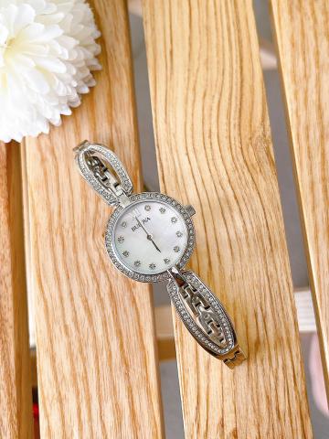 Bulova Crystal Collection Mother of Pearl Dial Silver Steel Strap Watch for Women - 96L223 Watches Bulova   