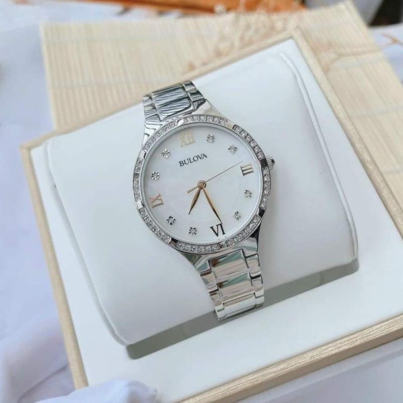 Bulova Mother of Pearl Dial Silver Steel Strap Watch for Women - 96L263 Watches Bulova   