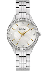 Bulova Mother of Pearl Dial Silver Steel Strap Watch for Women - 96L263 Watches Bulova   