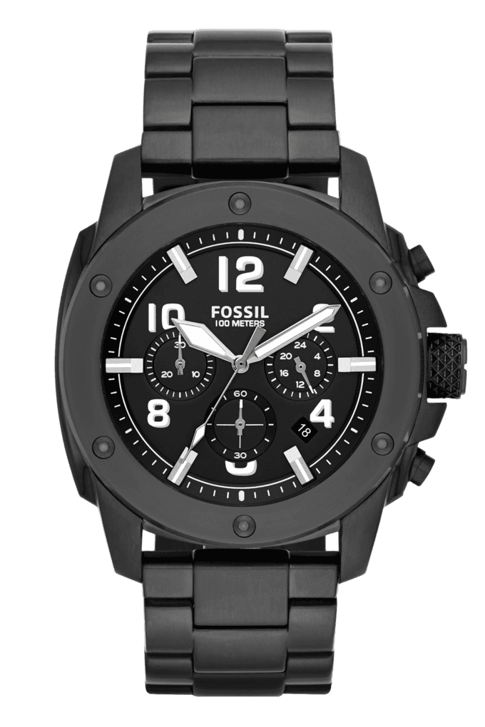 Fossil Machine Chronograph Black Dial Black Steel Strap Watch for Men - FS4927 Watches Fossil   