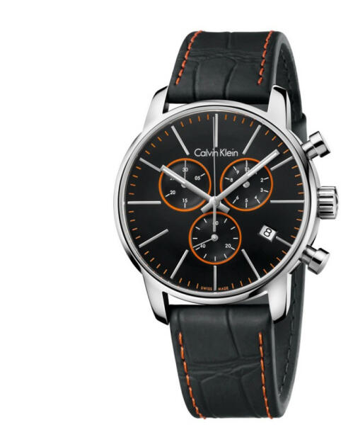 Calvin Klein City Chronograph Black Dial Black Leather Strap Watch for Men - K2G271C1 Watches Calvin Klein   