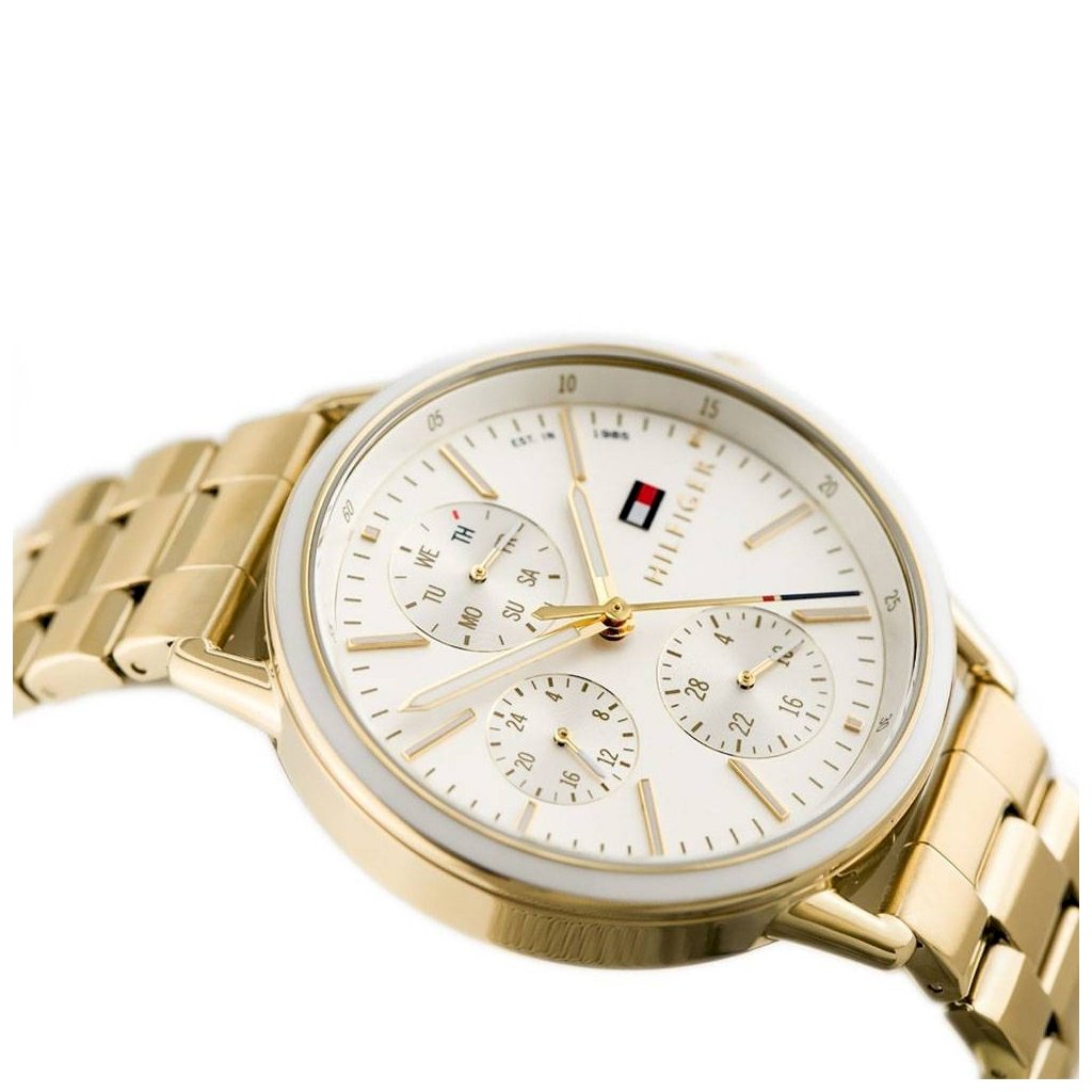 Tommy Hilfiger Carly White Dial Gold Stainless Steel Strap Watch for Women - 1781786 Watches Tommy Hilfiger   