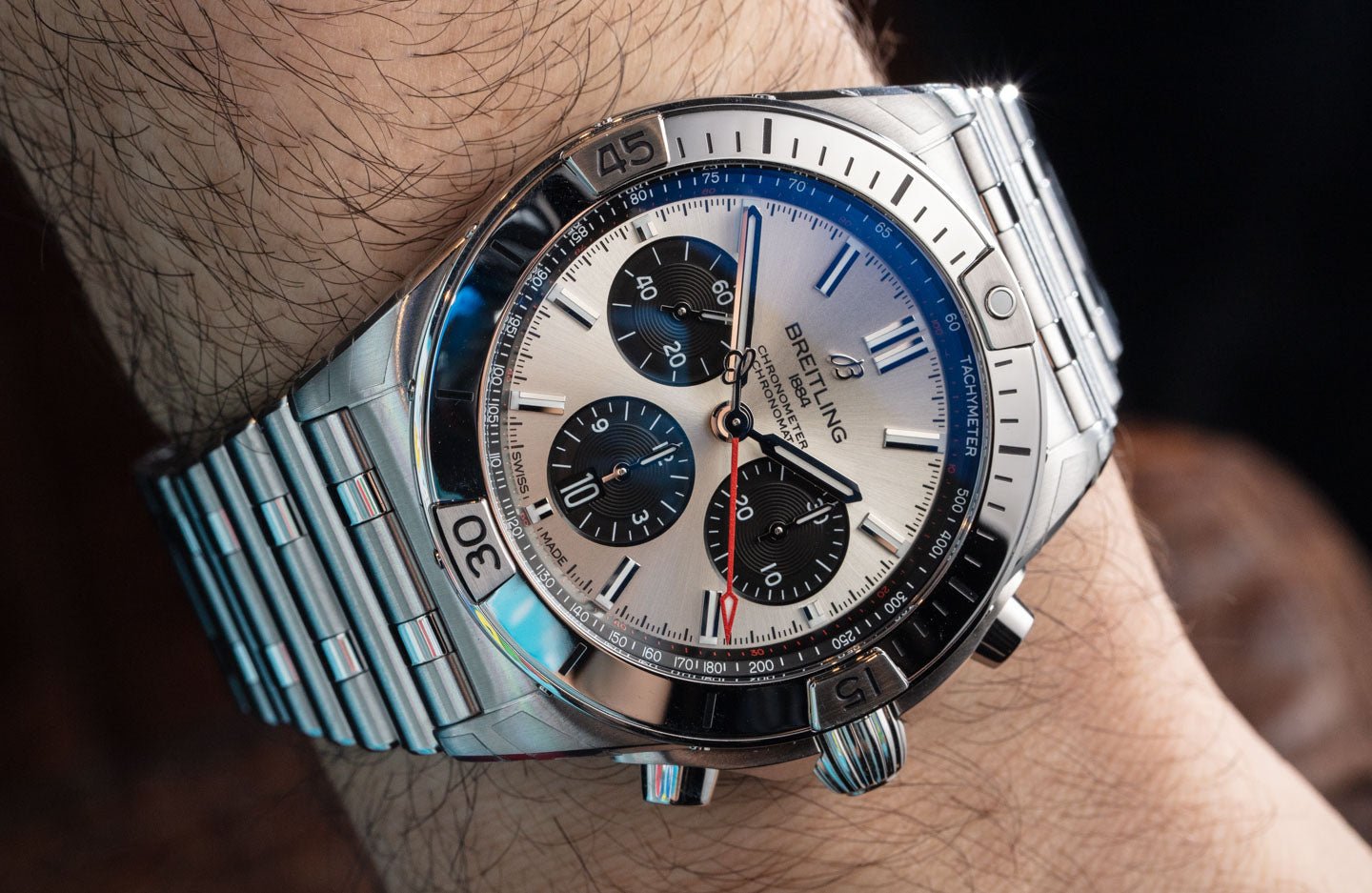 Breitling Chronomat B01 42mm Silver Dial Silver Steel Strap Watch for Men - AB0134101G1A1 Watches Breitling   