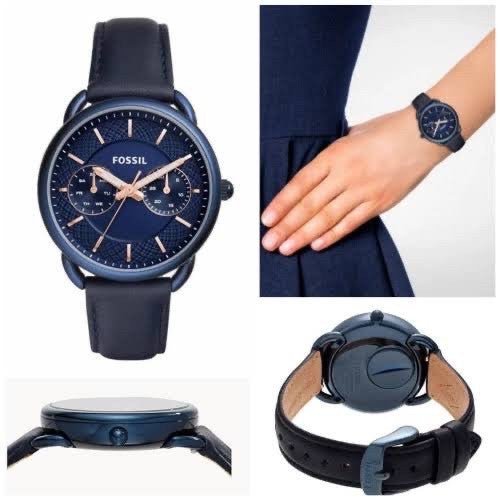 Fossil Tailor Blue Dial Blue Leather Strap Watch for Women - ES4092 Watches Fossil   