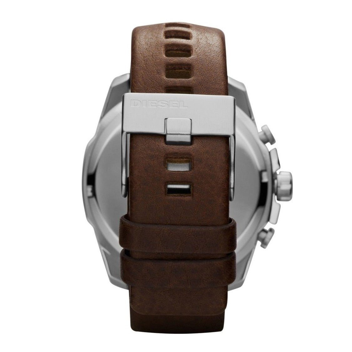 Diesel Mega Chief Light Blue Dial Brown Leather Strap Watch For Men - DZ4281 Watches Diesel   