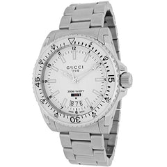 Gucci Dive Quartz White Dial Silver Steel Strap Watch for Men  - YA136302 Watches Gucci   