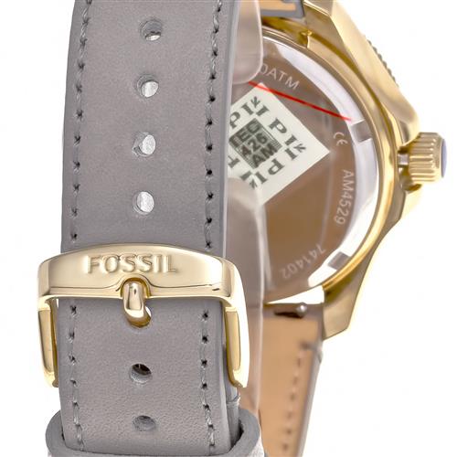 Fossil Cecile Champagne Dial Grey Leather Strap Watch for Women - AM4529 Watches Fossil   