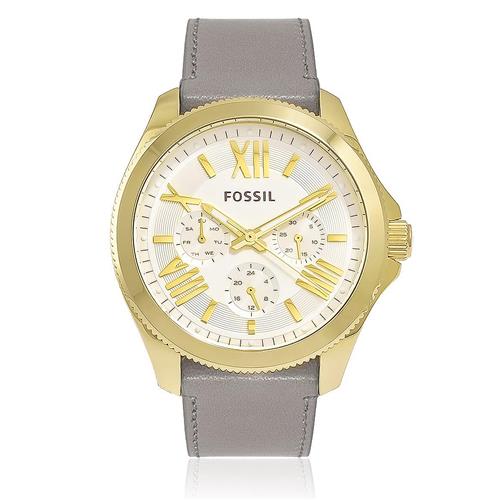 Fossil Cecile Champagne Dial Grey Leather Strap Watch for Women - AM4529 Watches Fossil   