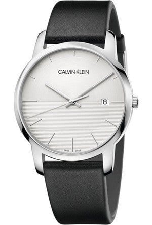 Calvin Klein City White Dial Black Leather Strap Watch for Men - K2G2G1CD Watches Calvin Klein   