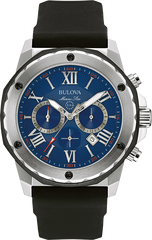 Bulova Marine Star Blue Dial Black Silicone Strap Watch for Men - 98B258 Watches Bulova   