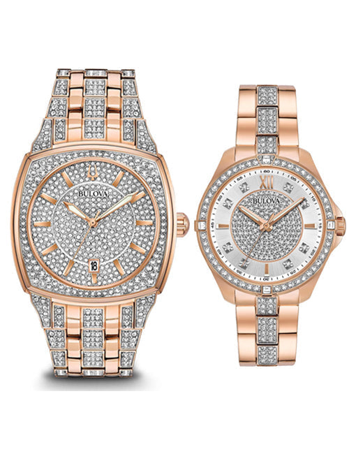 Bulova Phantom Crystal Silver Dial Two Tone Steel Strap Watch for Men - 98B324 Watches Bulova   