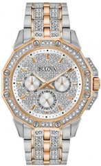 Bulova Octova Crystal Silver Dial Two Tone Steel Strap Watch for Men - 98C133 Watches Bulova   