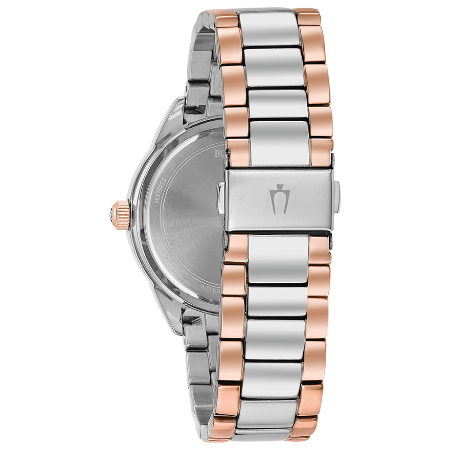 Bulova Crystal Collection Silver Dial Two Tone Steel Strap Watch for Women - 98N100 Watches Bulova   