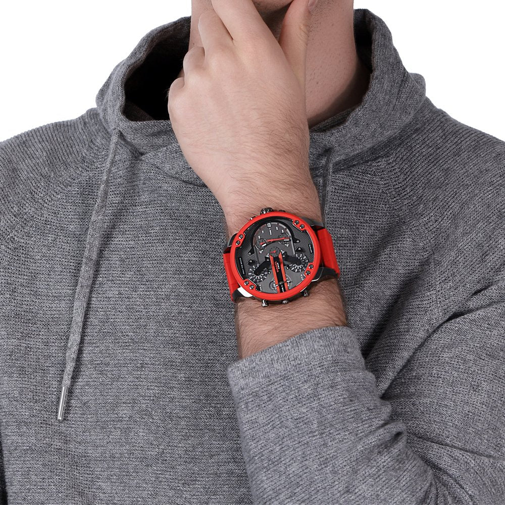 Diesel Mr Daddy 2.0 Black Dial Red Stainless Steel Watch For Men - DZ7370 Watches Diesel   