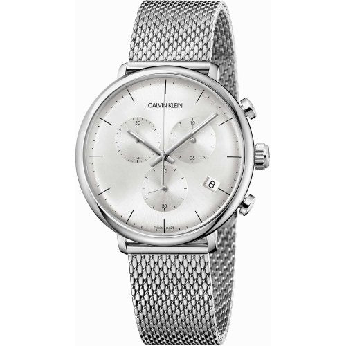 Calvin Klein High Noon Silver Dial Silver Mesh Bracelet Watch for Men - K8M27126 Watches Calvin Klein   