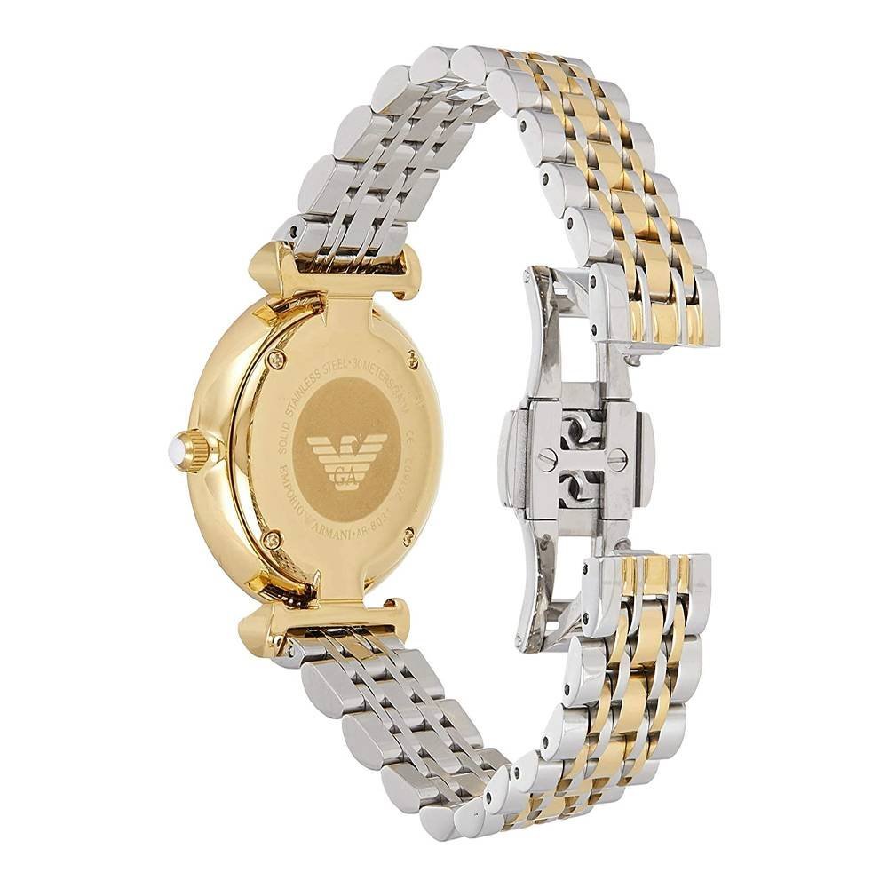 Emporio Armani Gianni T Bar White Dial Two Tone Stainless Steel Watch For Women - AR8031 Watches Emporio Armani   