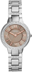 Fossil Virginia Taupe Dial Silver Steel Strap Watch for Women - ES4147 Watches Fossil   